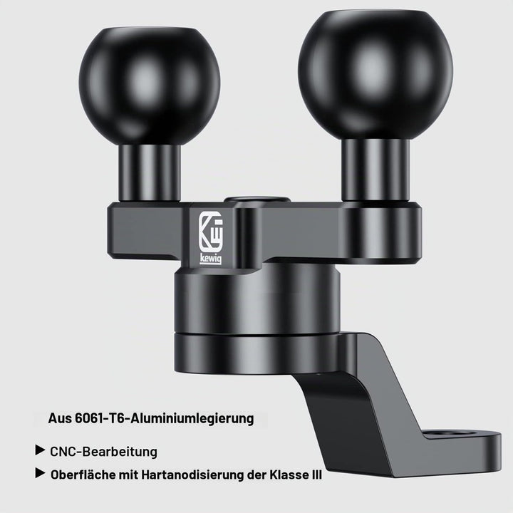 BRCOVAN Aluminiumlegierung Rückspiegel-Montagebasis mit Zwei 1-Zoll-TPU-Kugel und 10-mm-Loch, Kompat