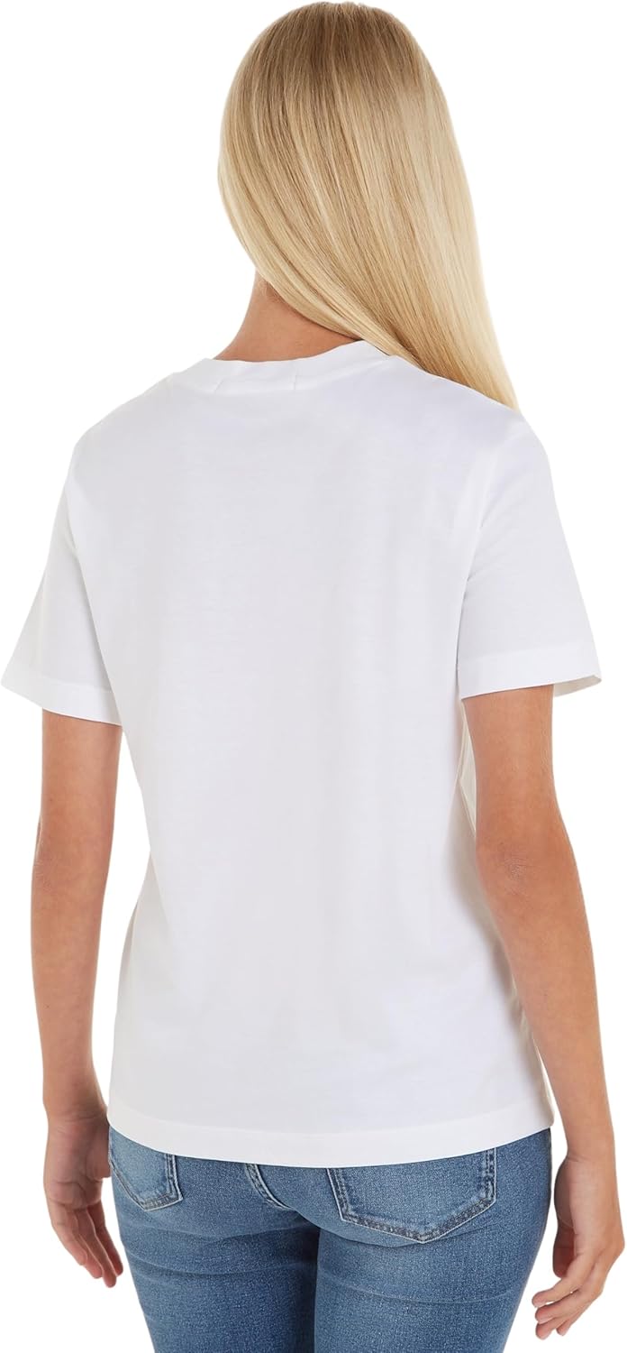 Calvin Klein Damen Institutional Straight Tee J20j221065 Kurzarm Strickoberteile M Bright White, M B