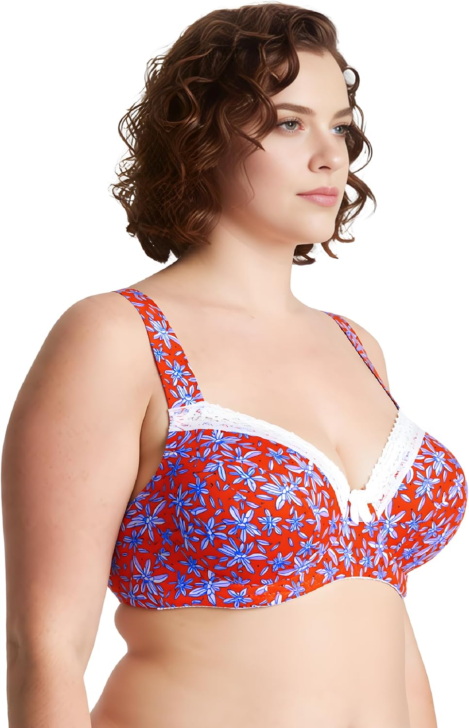 Curve Muse Damen-BH, ungefüttert, Balconette, Baumwolle, Spitze, Übergrösse, 2er- oder 3er-Pack 75E
