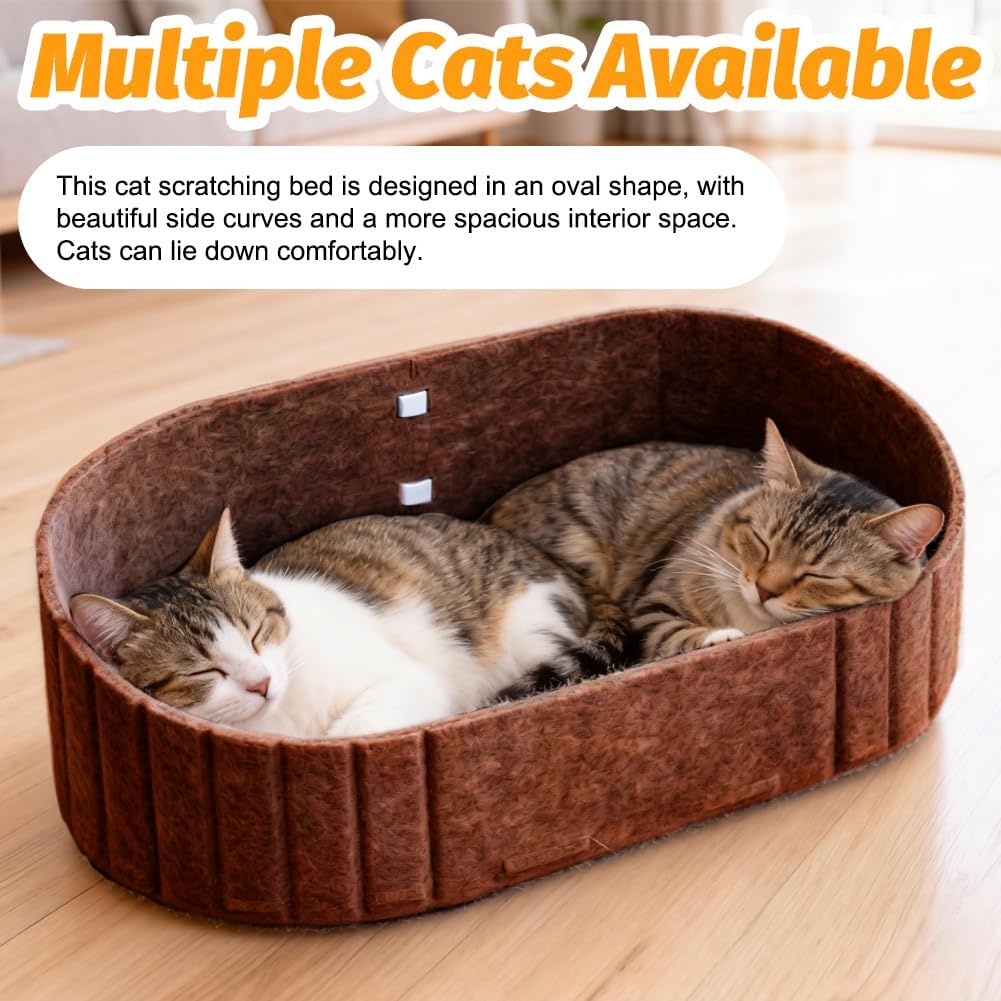 Kratzbrett für Katzen 61 cm, Grosses Kratzpappe in Sofa-Form, Runde Katzenbett aus Hochwertiger Filz