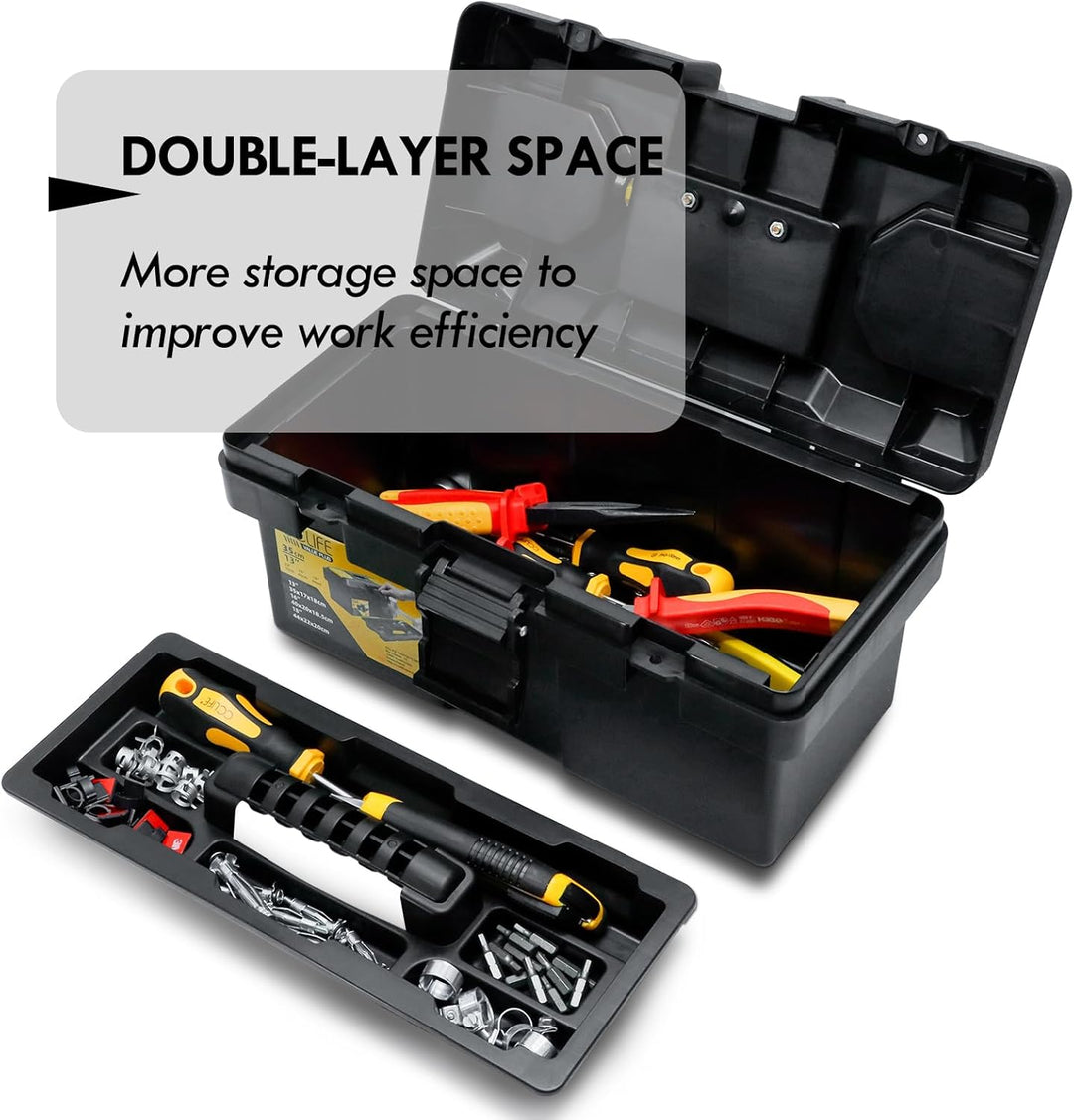 CCLIFE Werkzeugbox 13" Werkzeugkasten 35 x 17 x 18 cm Koffer mit 2 kleinen Aufbewahrungsboxen, Schne