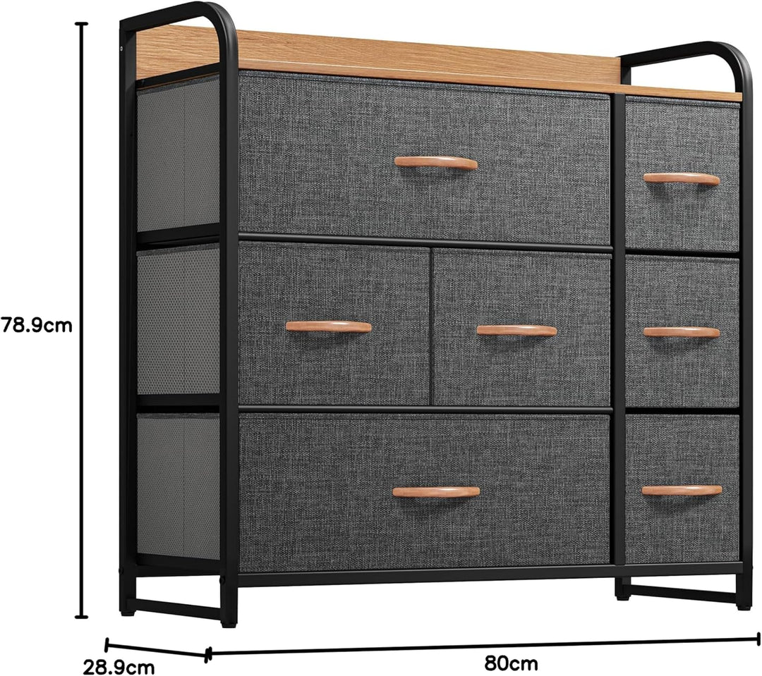 YITAHOME Kommode mit Schubladen, Schrank mit 7 Schubladen aus Stoff, Aufbewahrungskommode Industrial
