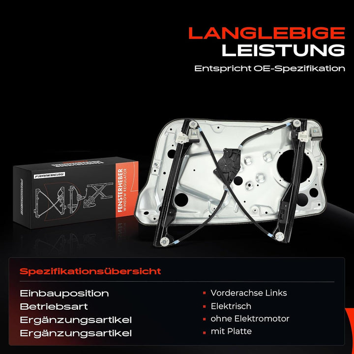 Frankberg Elektrisch Fensterheber mit Grundplatte 4/5-Türer Vorne Links Kompatibel mit Fabia I 6Y2 6