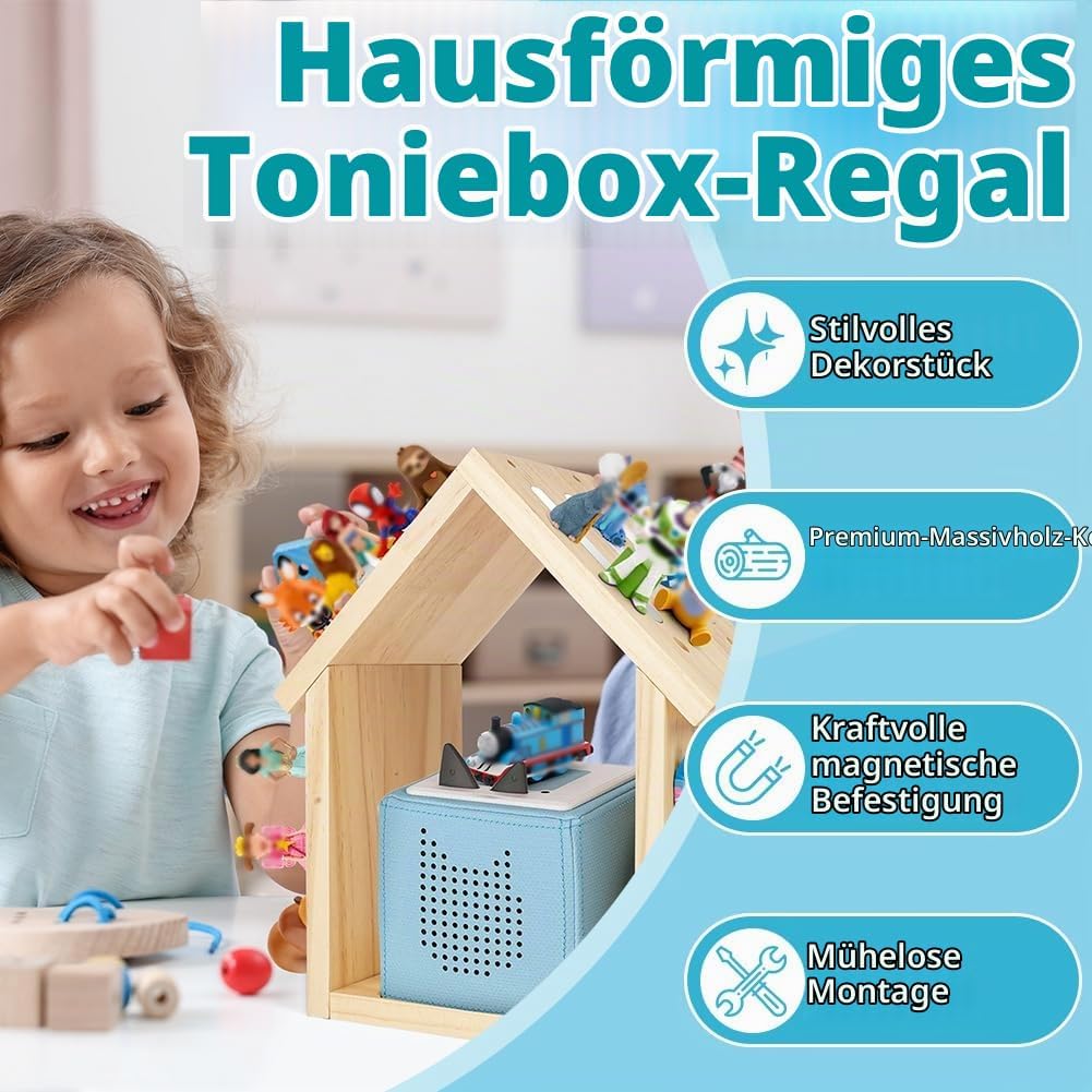 Vicloon Tonie Regal für Toniebox, Hausform Magnetisch Shelf für 20-30 Tonie Figurens, zum Hinstellen