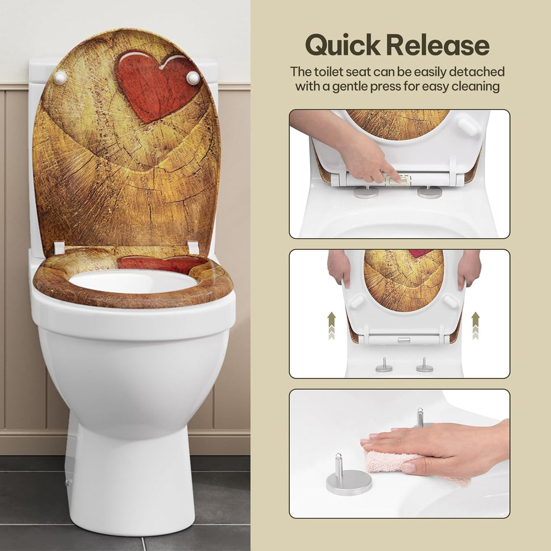 eSituro Toilettendeckel, WC Sitz mit Absenkautomatik, Klodeckel mit Schnellverschluss, 360° verstell