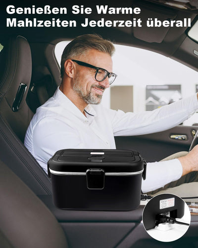 AUTOPkio Elektrische Lunchbox 1,8L 80W, 12V 24V 220V Grosser Beheizbare Speisenwärmer mit Tasche Ede