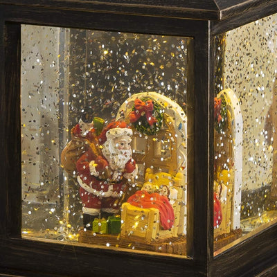 Konstsmide 2800-000 LED Schneelaterne mit Weihnachtsmann und Kindern / für Innen (IP20) / 1 warm wei