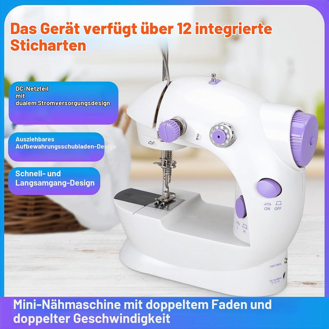 LetCart 202A Elektronische Nähmaschine, Mini-Nähmaschine, Tragbare Mini Nähmaschine mit 99 Stück Näh