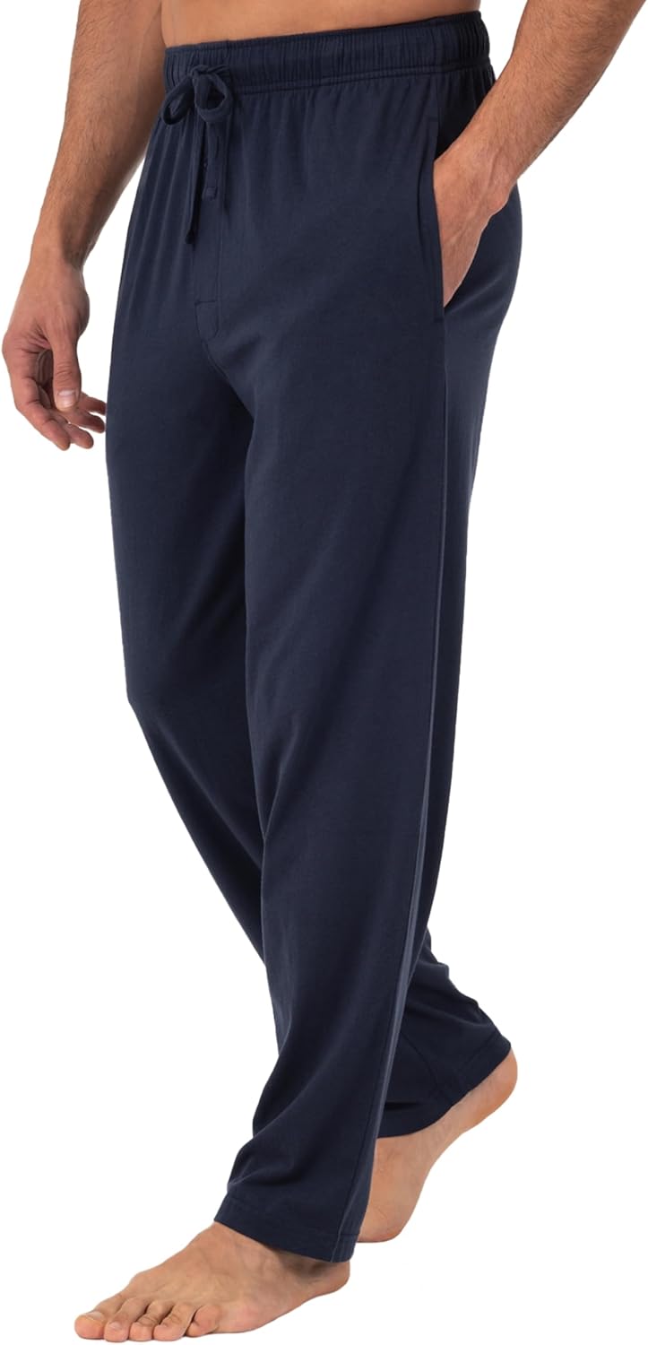 Fruit of the Loom Herren Schlafhose aus Jersey-Strick Pyjamaunterteil S Black/Navy (2-pack), S Black
