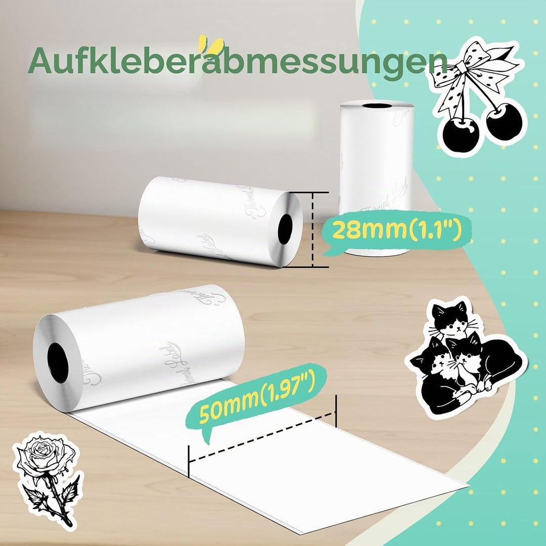 Phomemo Printable Sticker Paper White Direktthermopapier selbstklebend 53 x 30 mm für Phomemo M02/M0