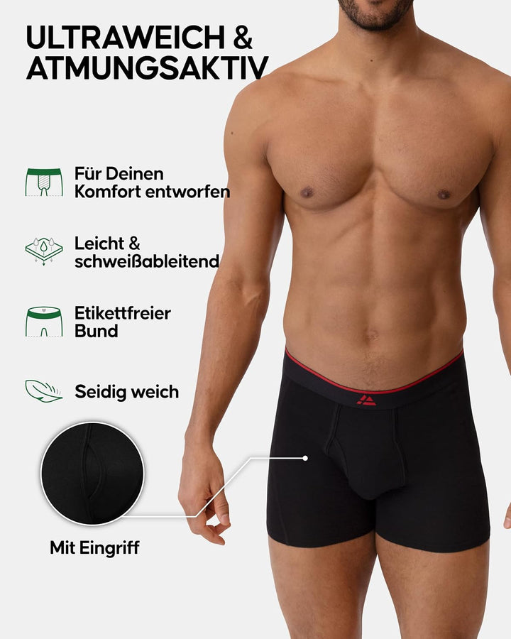 DANISH ENDURANCE Bambus Boxershorts Herren, Superweiche Unterhosen Männer, Bequem, Atmungsaktiv &amp; Et