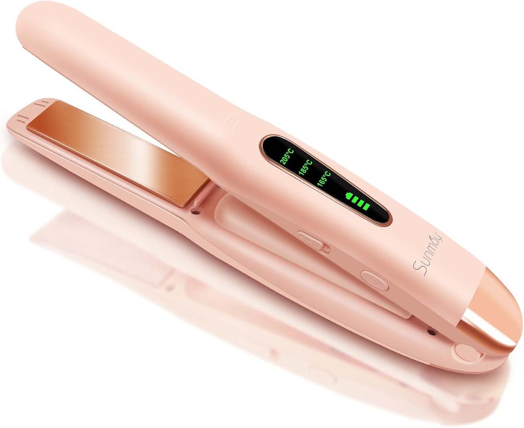 SUNMAY Voga Glätteisen Kabellos, Glätteisen Locken und Glätten 2 in 1, Tragbares USB Glätteisen, Akk