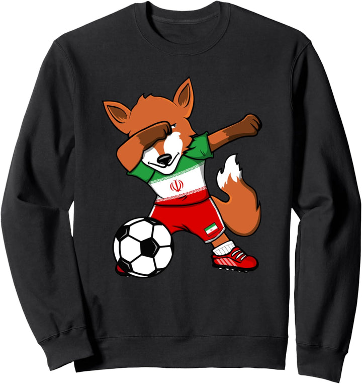 Dabbing Fuchs Fox Iran Fussball Mannschaft Iranische Flagge Sweatshirt