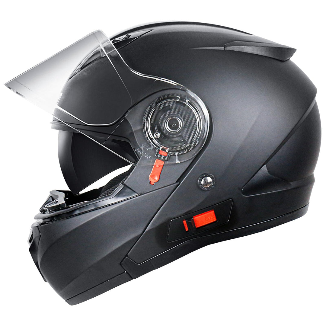 Helm Motorrad, Motorradhelm Zertifiziert nach ECE 22.06, Klapphelm Motorrad Herren, Schwarzer und Gr