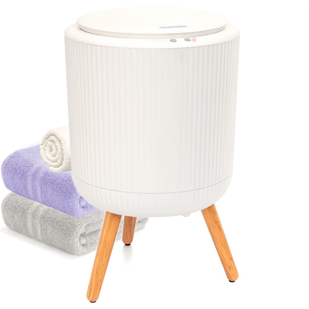 SereneLife Handtuchwärmer – 46,7 cm freistehender Wärmebehälter mit Beinen, 12L Kapazität, Timer, Ar
