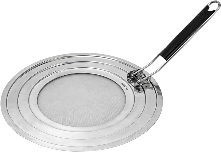 Westmark Spritzschutz, Für Töpfe und Pfannen mit Ø 20, 24 und 28 cm, Hitzeisolierter Griff, Rostfrei