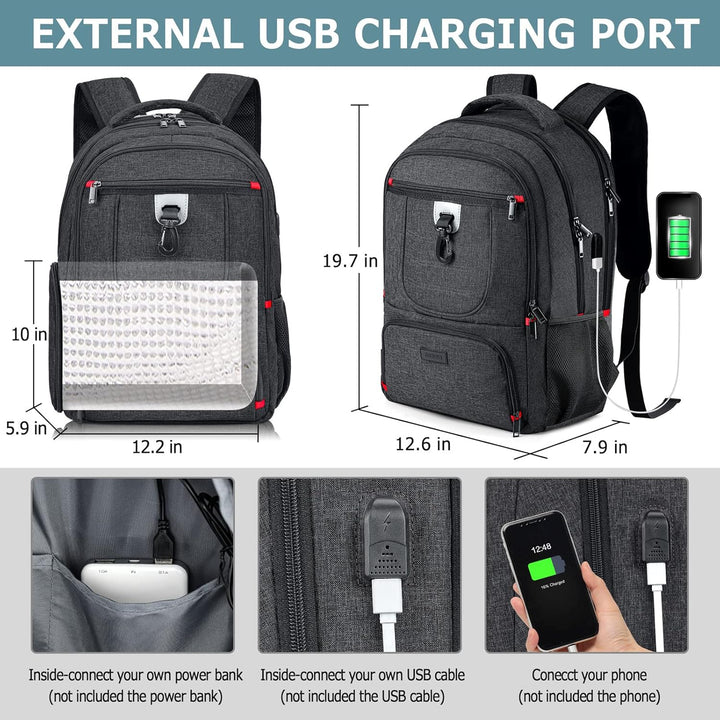 Rucksack Herren, Lunch-Schulrucksack Jungen , 17.3 Zoll Laptoptasche Teenager mit USB Ladeanschluss,