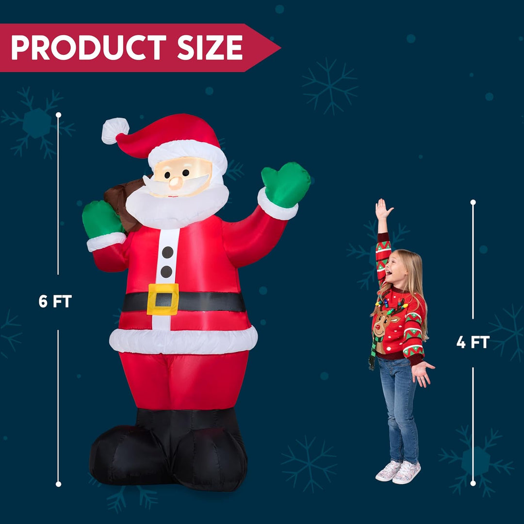 Joiedomi 1.8M/ 6FT Weihnachten aufblasbare Santa mit Geschenk-Sack, Blow Up Xmas aufblasbare Dekorat