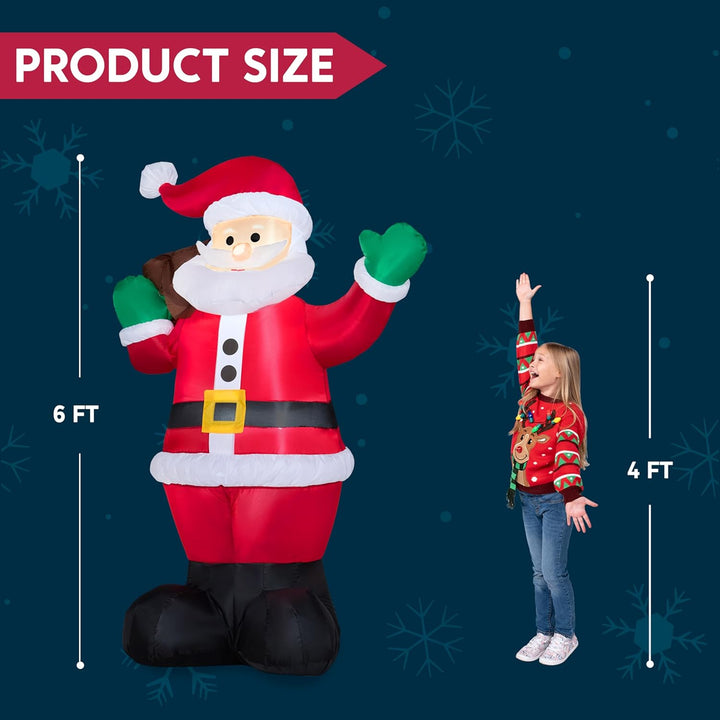 Joiedomi 1.8M/ 6FT Weihnachten aufblasbare Santa mit Geschenk-Sack, Blow Up Xmas aufblasbare Dekorat