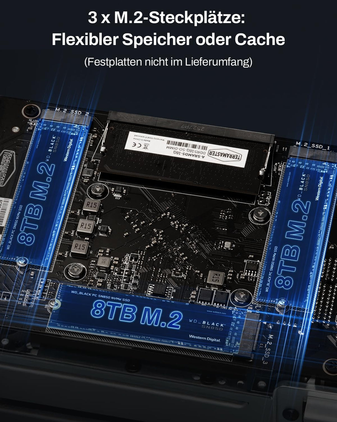 TERRAMASTER F4-425 Plus NAS-Speicher – 4 Einschübe, Intel N150 Quad-Core-CPU, 16 GB RAM DDR5, 2 x 5