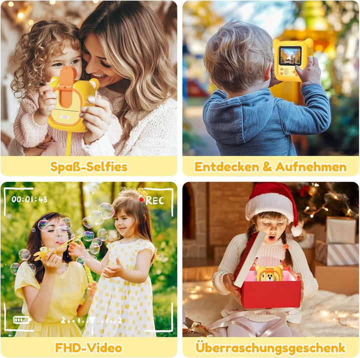 Sofortbildkamera Kinder,7 Druckpapier (4x Farbe: Orange/Rot/Grün/Blau + 3x SW), 2,4" Kinderkamera mi
