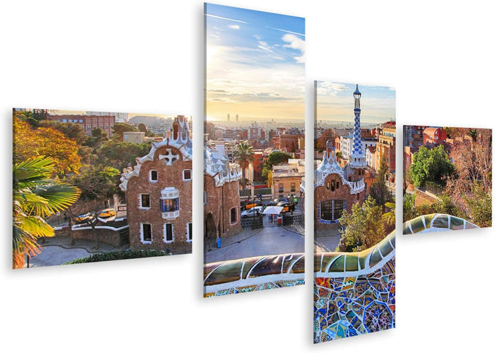 islandburner Bild auf Leinwand Barcelona Park Guell Spanien Sonne Bilder Wandbilder Poster Leinwand