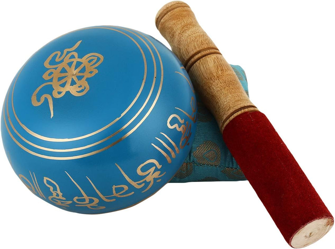 Zap Impex ® Tibetische Meditation Om Mani Klangschale Kissen Schlägel 10,2 cm blau