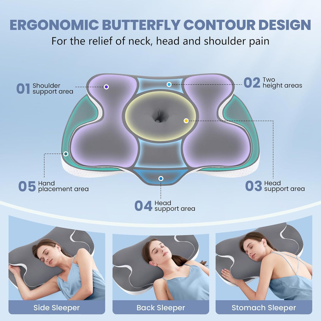 A-Pce Nackenstützkissen aus Memory Foam – 2-in-1 Höhenwahl (12/14 cm), Ergonomisches Kissen für Seit