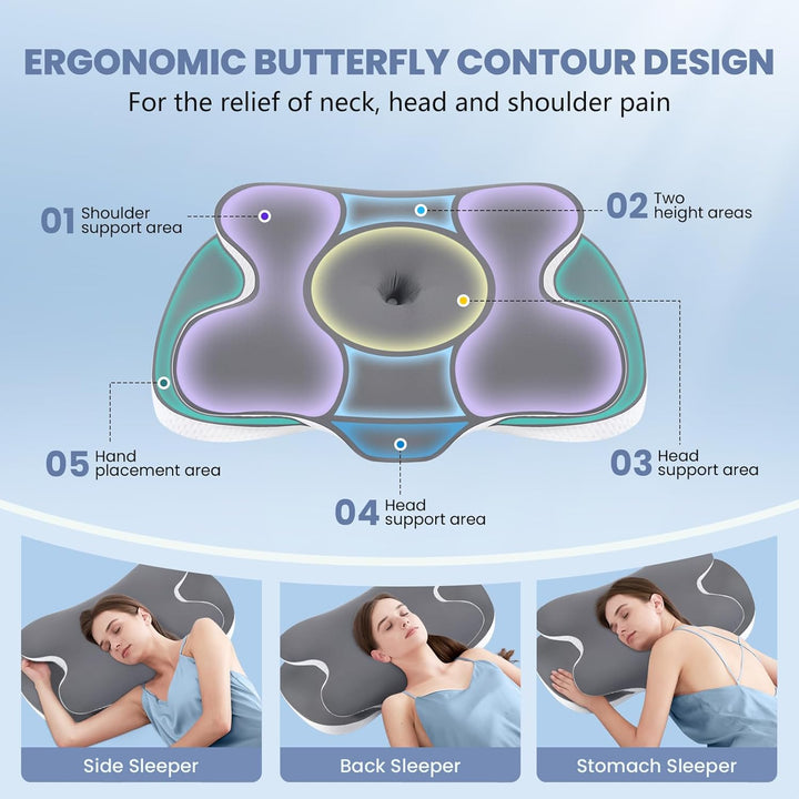 A-Pce Nackenstützkissen aus Memory Foam – 2-in-1 Höhenwahl (12/14 cm), Ergonomisches Kissen für Seit