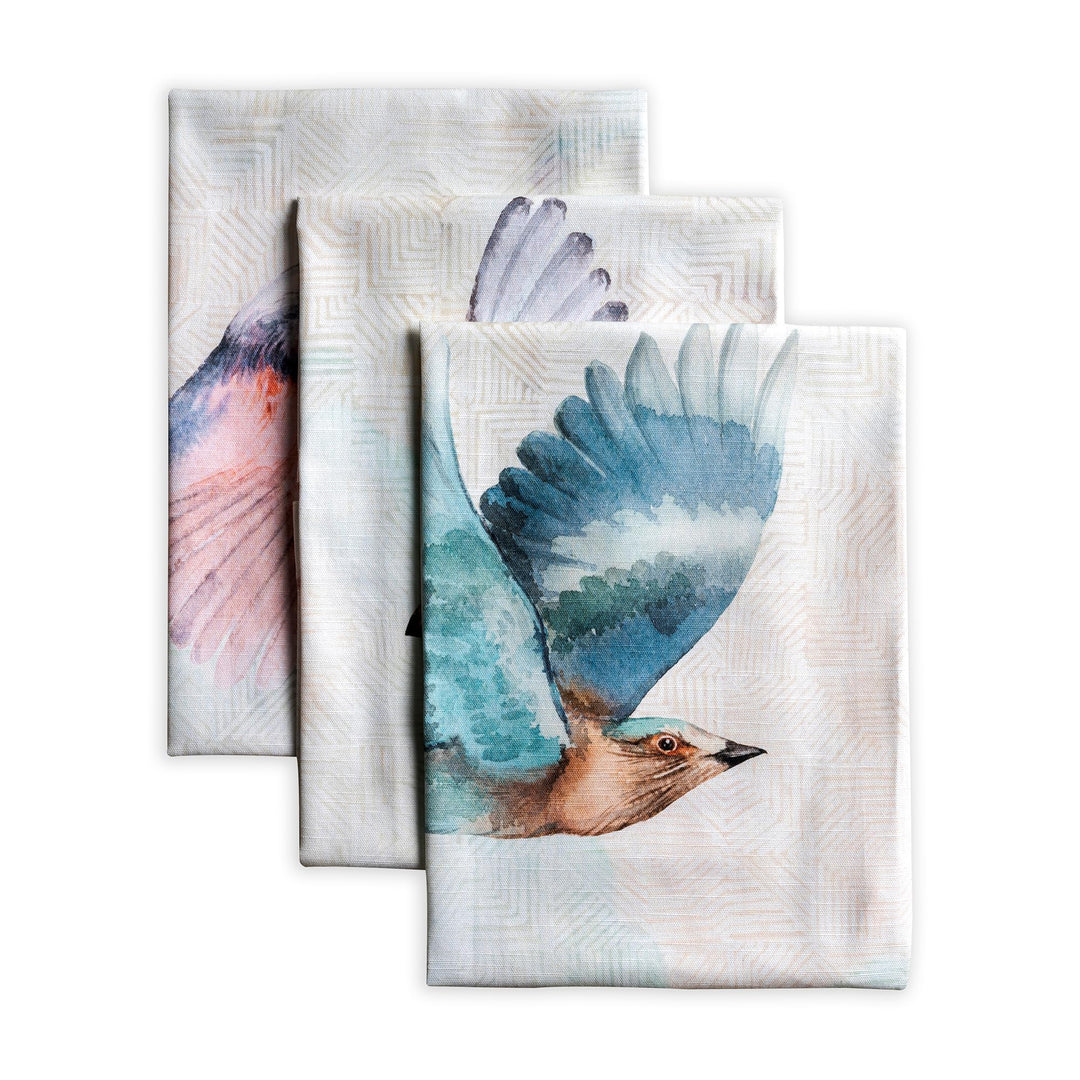 Maison d' Hermine Flying Birds 100% Baumwolle Set von 3 Multi-Purpose Küchenhandtuch | Bar Handtüche