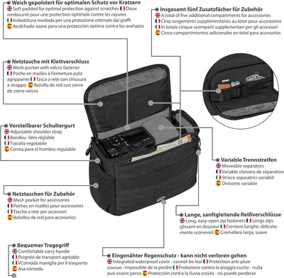 PEDEA DSLR-Kameratasche "Fashion" mit Displayschutzfolie für Fujifilm XF10 / Sony Alpha 5000 / Canon