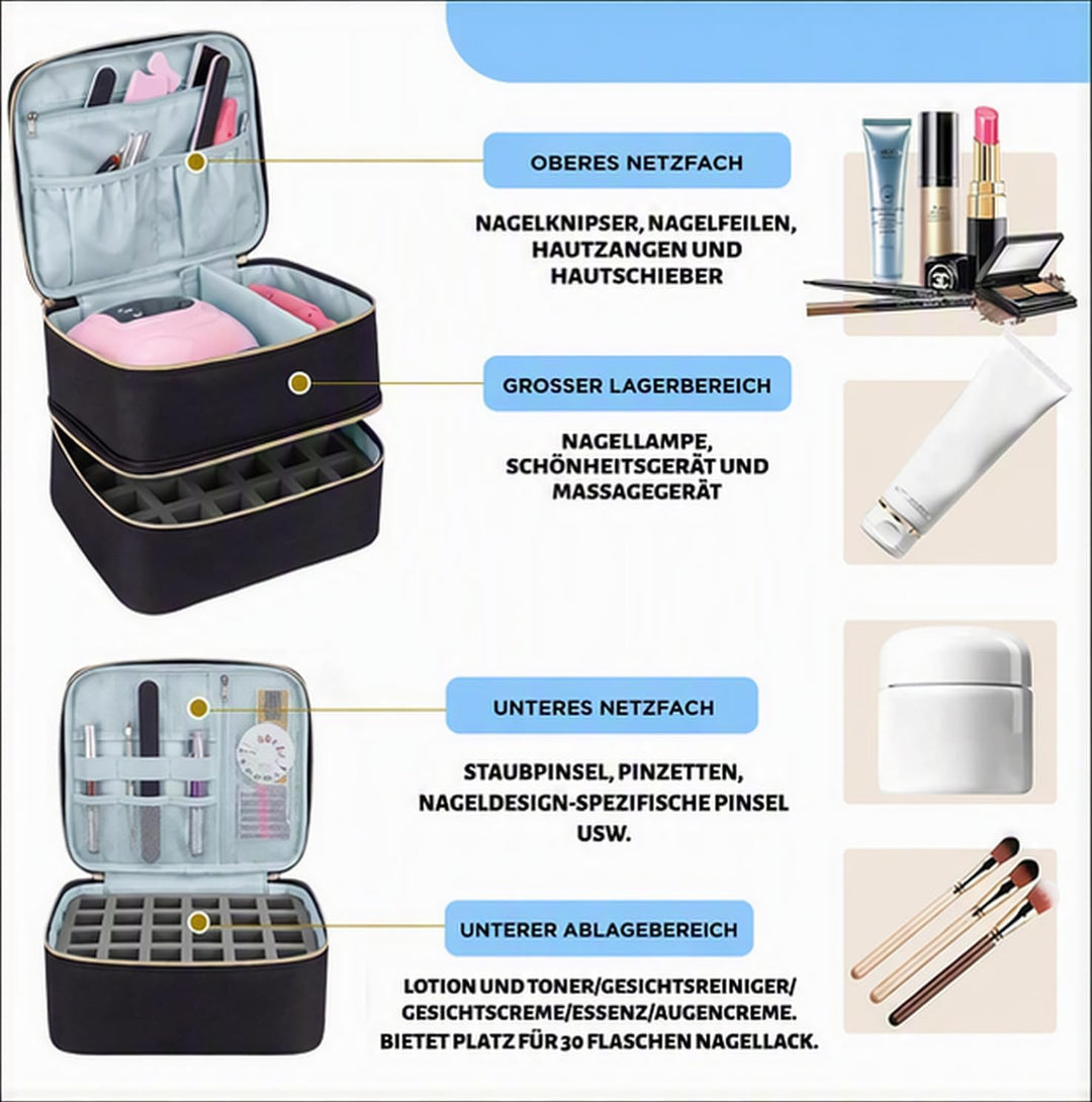 Doppelschicht Nagellack Aufbewahrung, Tragbarer Nagellack Organizer