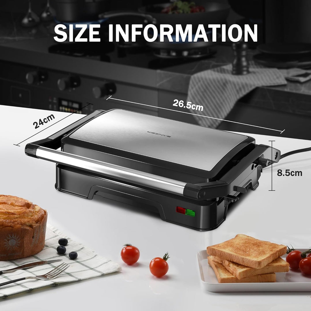 KEINVE Kontaktgrill für Sandwiches, Steak, Panini Grill und Sandwichmaker mit Antihaftbeschichtet, 8