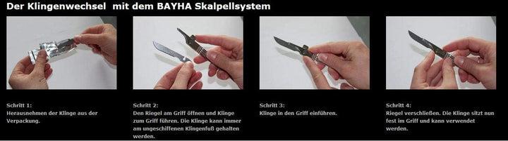 Bayha Bäcker Skalpell Baguette Messer, Teigmesser, Schneidemesser Wechselklingensystem Set Nr. 4 mit