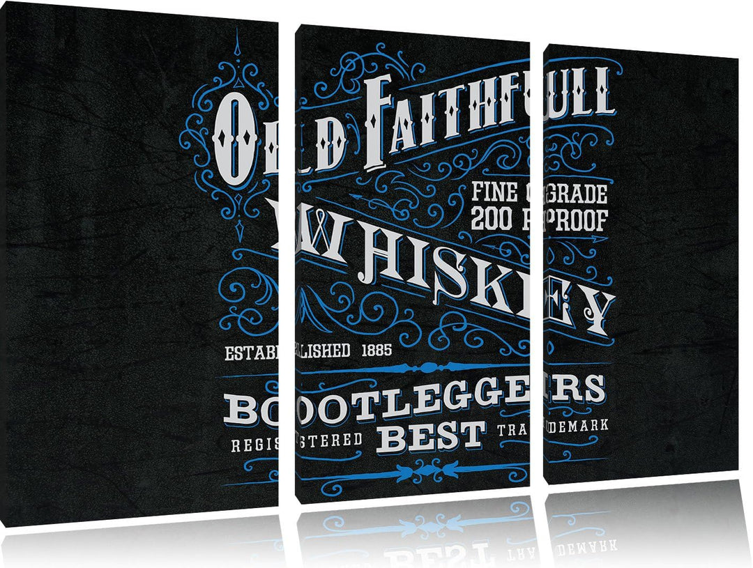 Pixxprint Whiskey Etikett „Old Faithfull“ als Leinwandbild/Grösse: 3 Teilig (120x80) cm/Wandbild/Kun