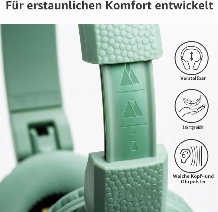 POGS Drahtloser Bluetooth Kinderkopfhörer | The Gecko 2 | Faltbarer robuster Kinderkopfhörer ab 3 Ja