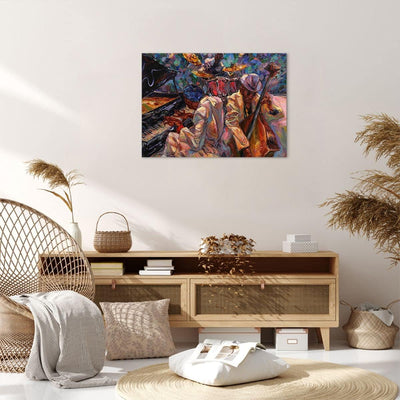 Bilder auf Leinwand Jazz Musik Band Leinwandbild mit Rahmen 70x50cm Wandbilder Dekoration Wohnzimmer