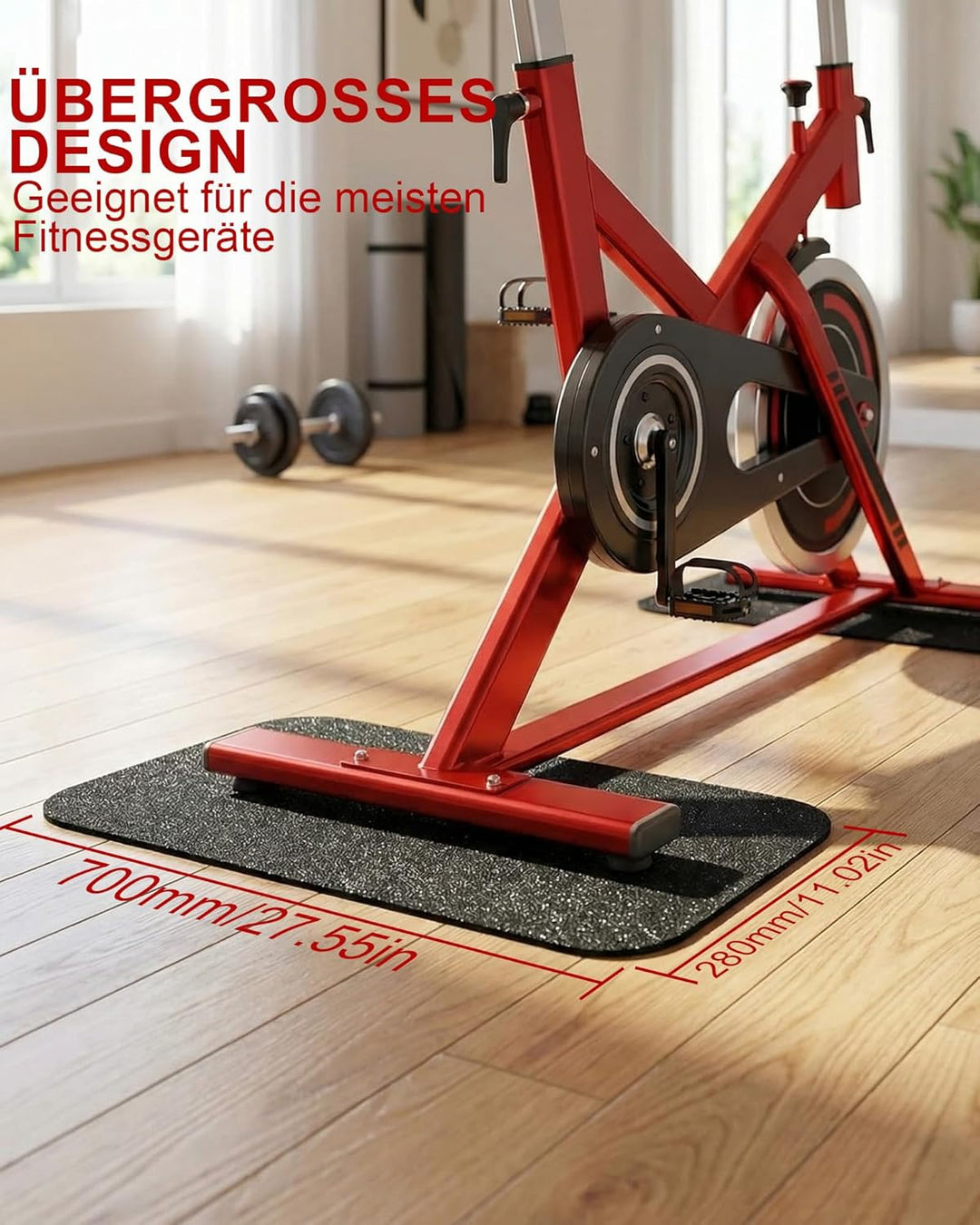2 Stück Bodenschutzmatte für Sportgeräte Fitnessgeräte 28 x 70cm: Bodenmatte Fitness Bodenschutzmatt