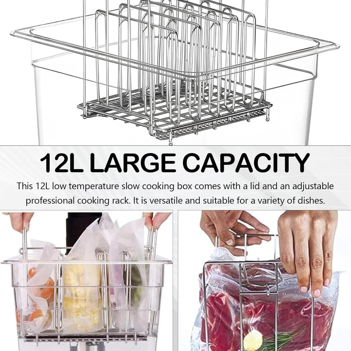 Sous Vide Behälter 12L mit Deckel und Rack Sous Vide Tools Container mit Isolierung Fassungsvermögen