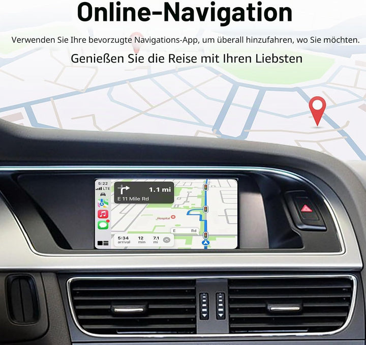 EZoneTronics Wireless CarPlay &amp; Android Auto Retrofit Kit Decoder Box für Audi A4/A5/Q5 2009-2017 mi