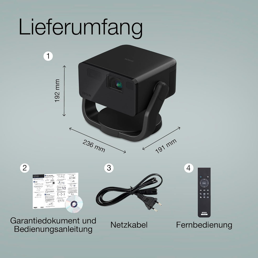 Epson EpiqVision EF-22B tragbarer Mini-Laserprojektor, Full-HD 1.080, 3LCD, 1.000 Lumen, bis zu 150-