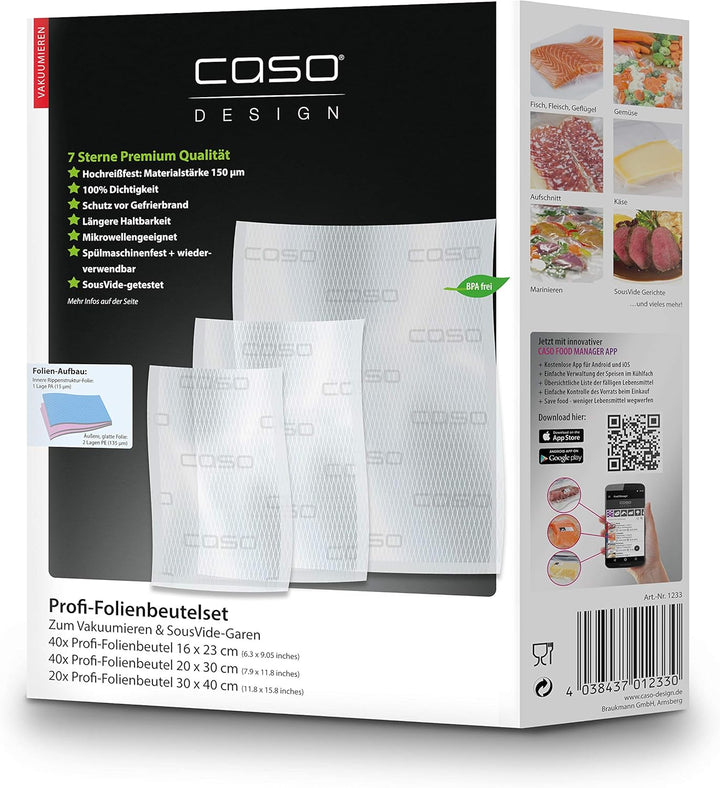 Caso VacuChef 40 - Kammervakuumierer aus Edelstahl, 3L Vakuumkammer 70 Liter/Minute &amp; Profi- Folienb