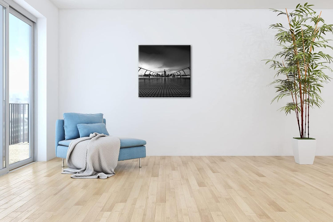 Dämmerung im historichen London Effekt: Schwarz&Weiss, Format: 60x60 als Leinwandbild, Motiv fertig