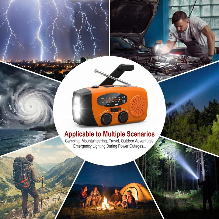 Notfallradio, Kurbelradio mit 2000mAh Power Bank & Solar, AM/FM Radio mit SOS-Alarm Leselicht, Innen