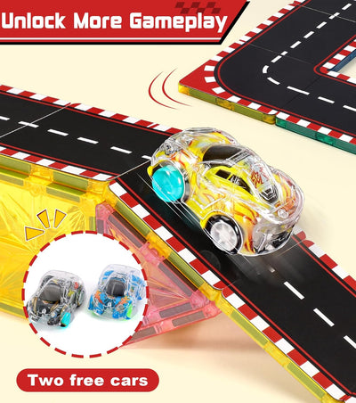 COOLJOYA Magnetische Bausteine 65 Teile | Magnetspielzeug Magnet Bausteine Strassendeckel Set für Ki