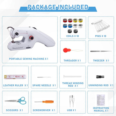 Roadtime Handnähmaschine mit Doppelfaden, Tragbare Elektrische Mini Nähmaschine für Anfänger mit Näh