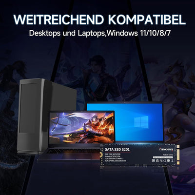 fanxiang M.2 SATA SSD 512GB 2280 Interne Festplatte mit SLC Cache, Hochgeschwindigkeits SSD M2, Lese