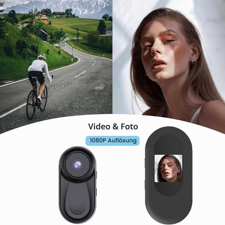 OBEST Mini Action Cam Nachtsicht 360 Action Kamera Bodycam mit 0,85 Display, 1080P Vlog POV Camera M