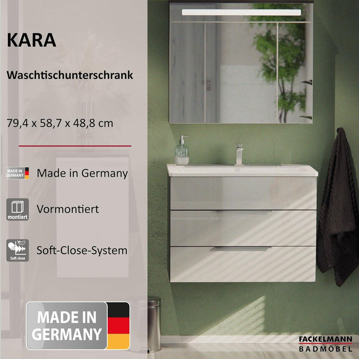 FACKELMANN Waschtischunterschrank KARA / Badschrank mit Soft-Close-System / Masse (B x H x T): ca. 8