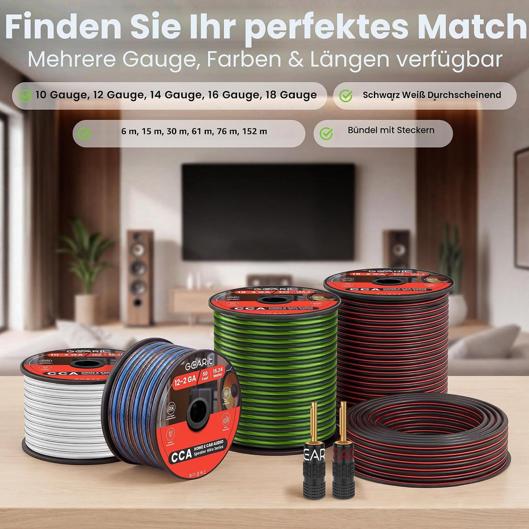 GearIT Pro Series 14 AWG Lautsprecherkabel (15,24 m), ideal für Heimkino-Lautsprecher und Autolautsp